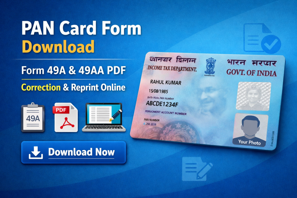 PAN Card Form Download Form 49A & 49AA PDF, Correction