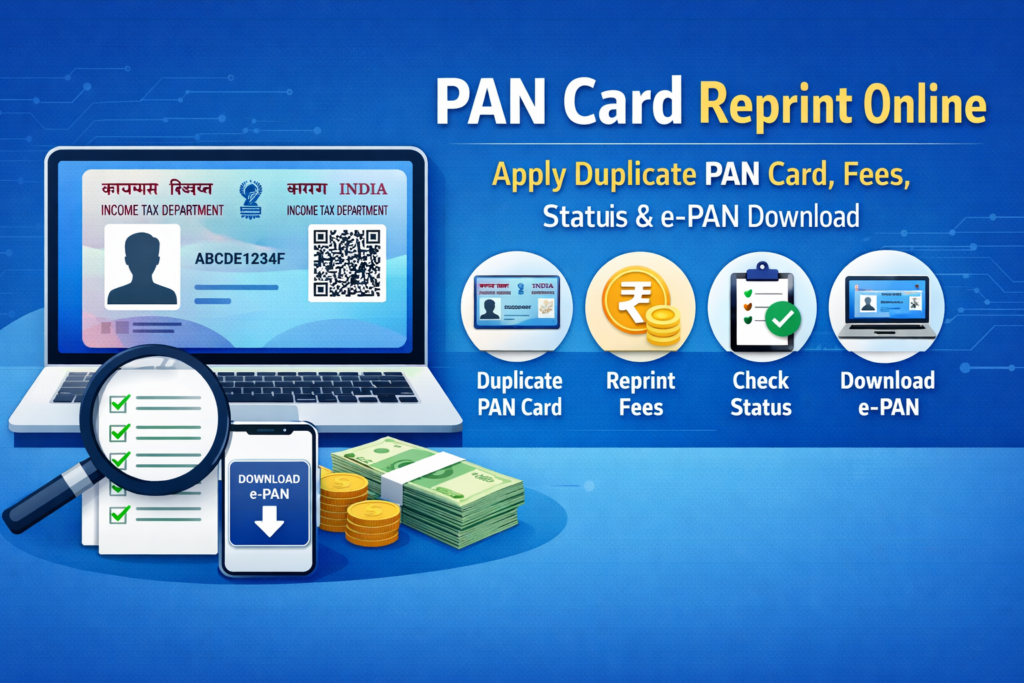 PAN Card Reprint – Apply Duplicate PAN Card, Status & Download