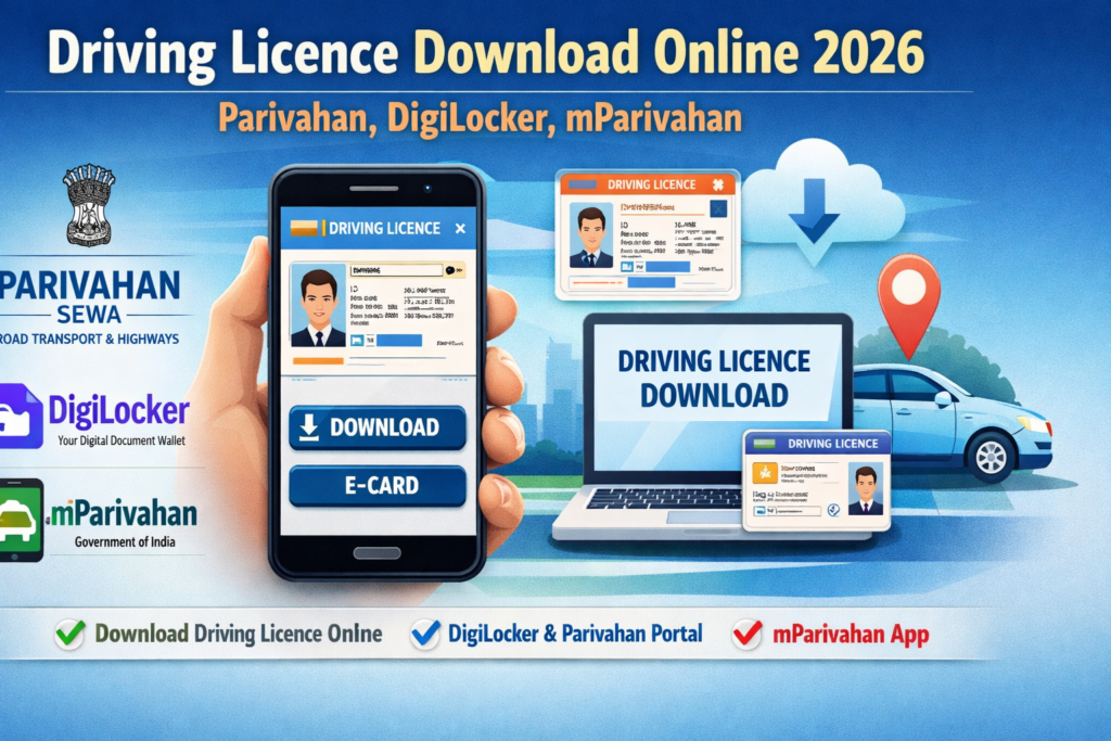 Driving Licence Download Online 2026 – Parivahan, DigiLocker & mParivahan
