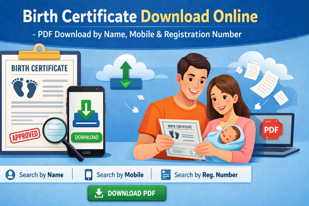 Birth Certificate Download Online – PDF by Name, Mobile & Reg No