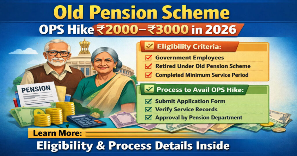 Old Pension Scheme OPS Hike ₹2000–₹3000 latest update showing Indian government pensioners benefiting from increased pension amount