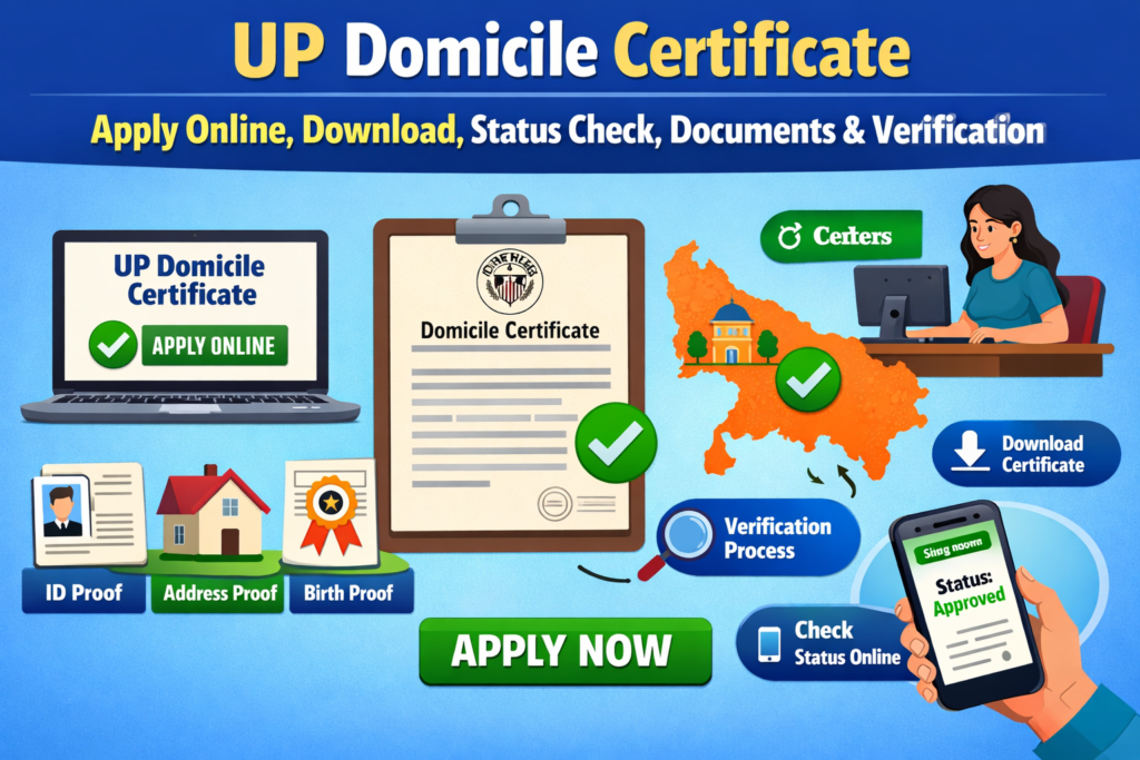 UP Domicile Certificate Apply Online, Download, Status Check, Documents & Verification