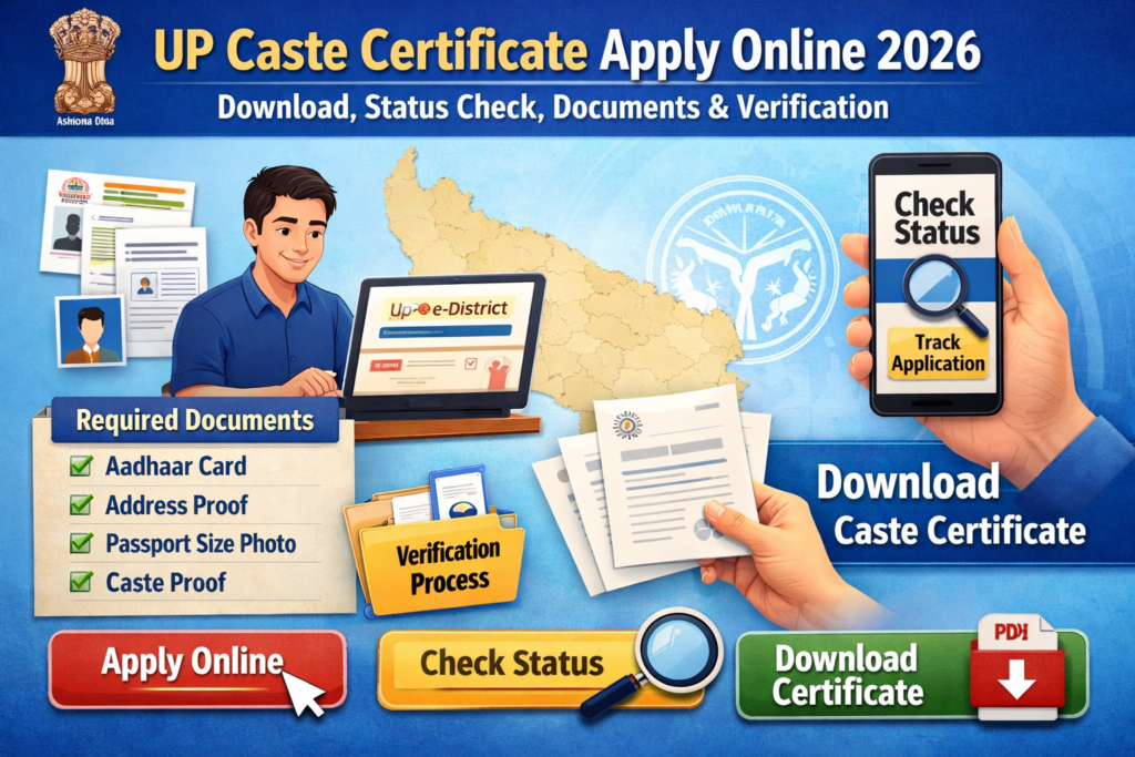 UP Caste Certificate Apply Online 2026 – Download, Status Check, Documents & Verification