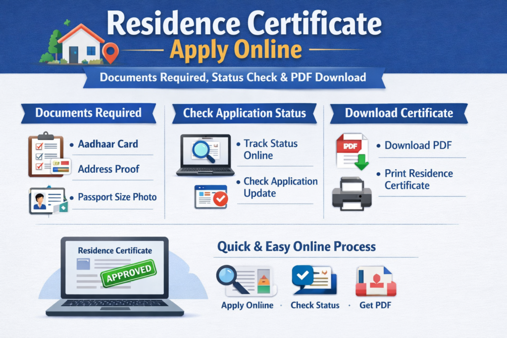 Residence Certificate Apply Online 2026 – Documents Required, Status Check & PDF Download