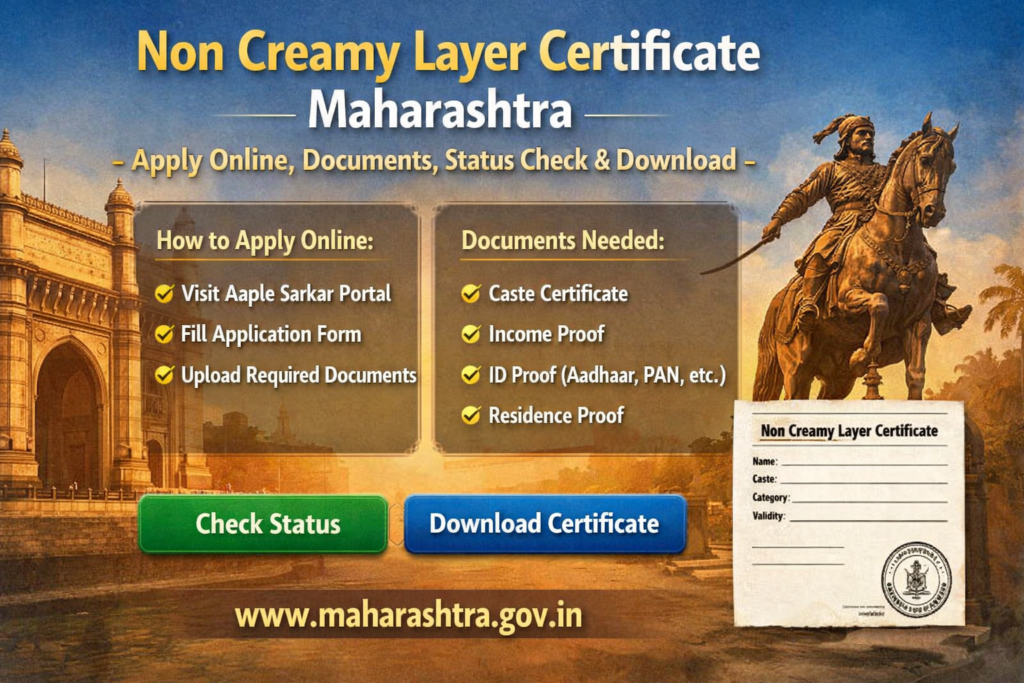Non Creamy Layer Certificate Maharashtra – Apply Online, Documents, Status Check & Download