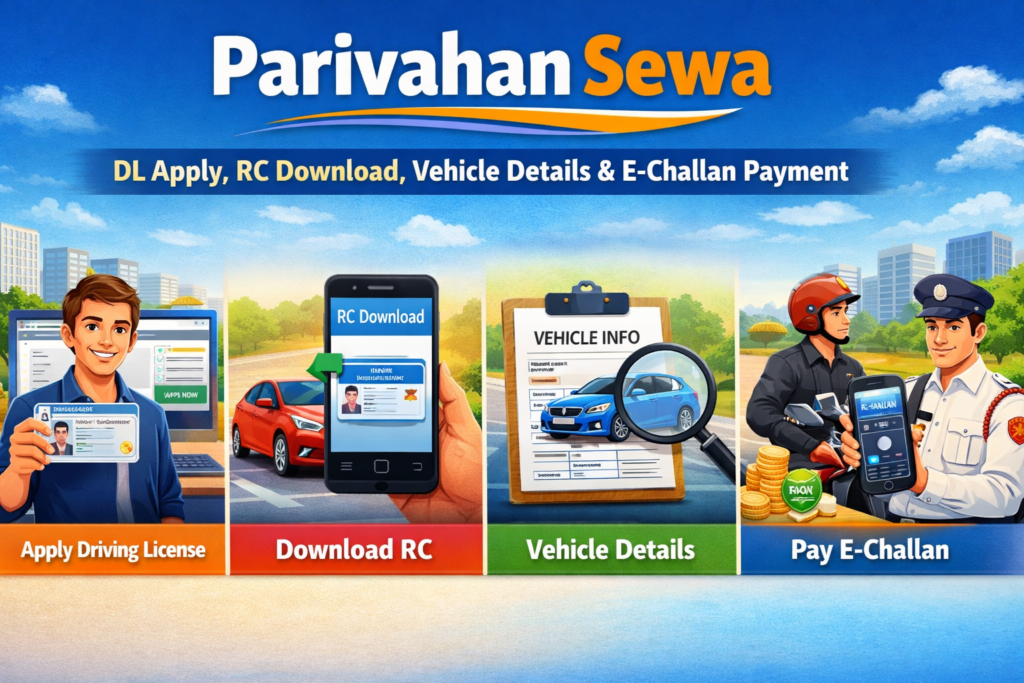 Parivahan Sewa: DL Apply, RC Download, Vehicle Details & E-Challan Payment