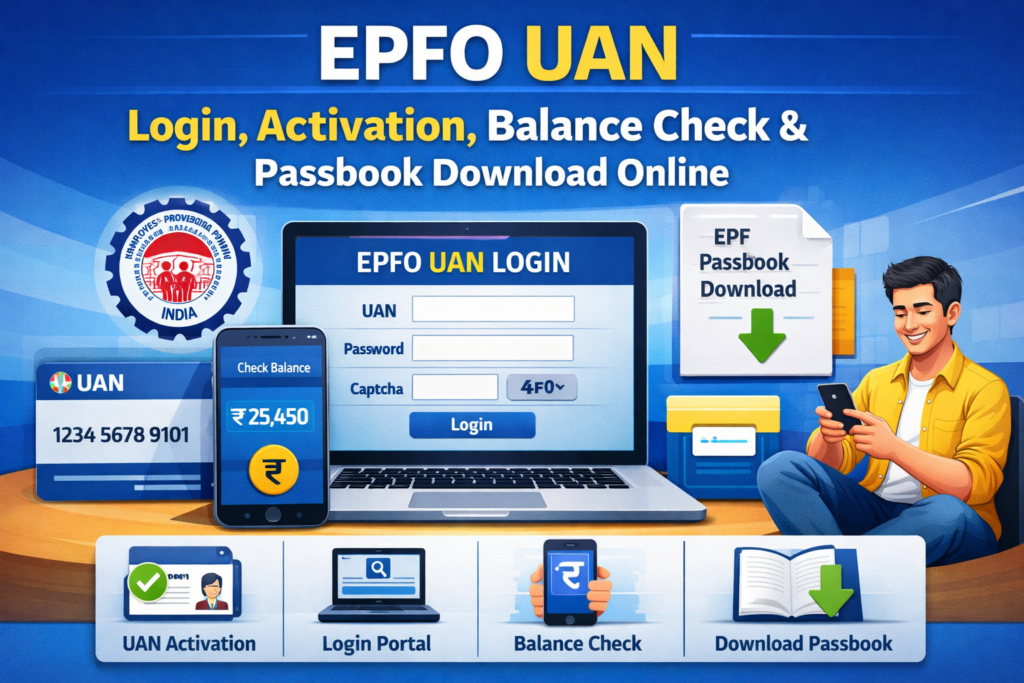 EPFO UAN Login, Activation, Balance Check & Passbook Download Online