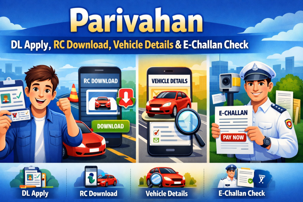Parivahan Portal: DL Apply, RC Download, Vehicle Details & E-Challan Check